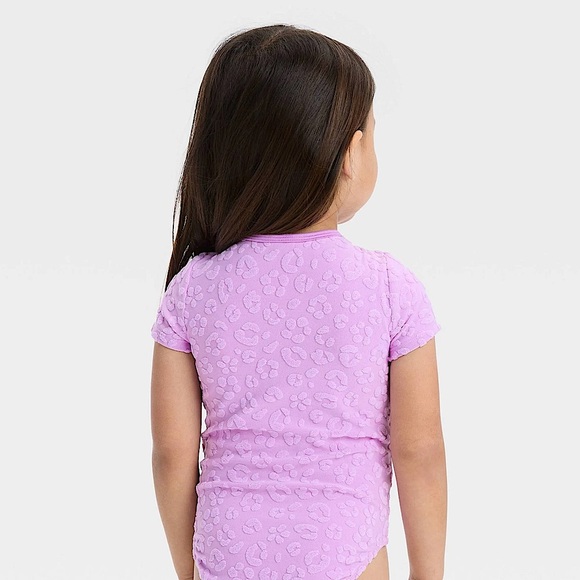 Toddler Girls' Solid Textured One Piece Swimsuit - Cat & Jack™ Lilac Purple - Picture 2 of 4